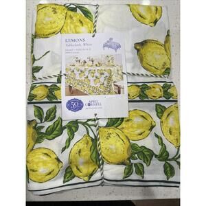 April Cornell Tablecloth 60″ x 102″ Lemons – Yellow Green 100% Cotton NWT